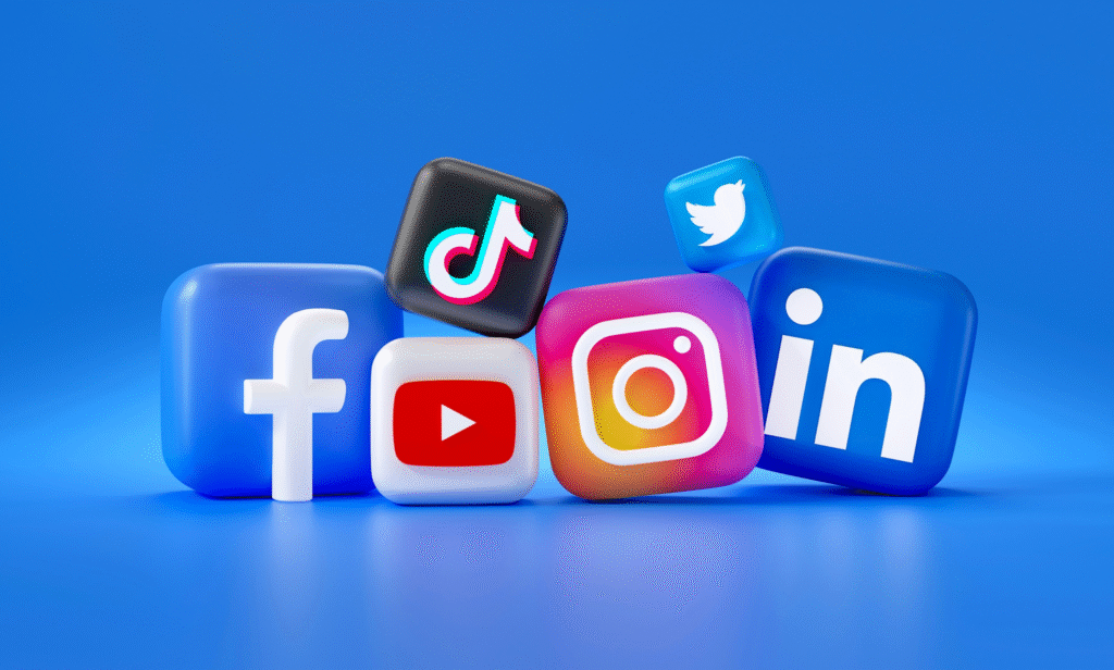 Person using multiple social media platforms on a laptop and phone, showing the influence of online connectivity in daily life.