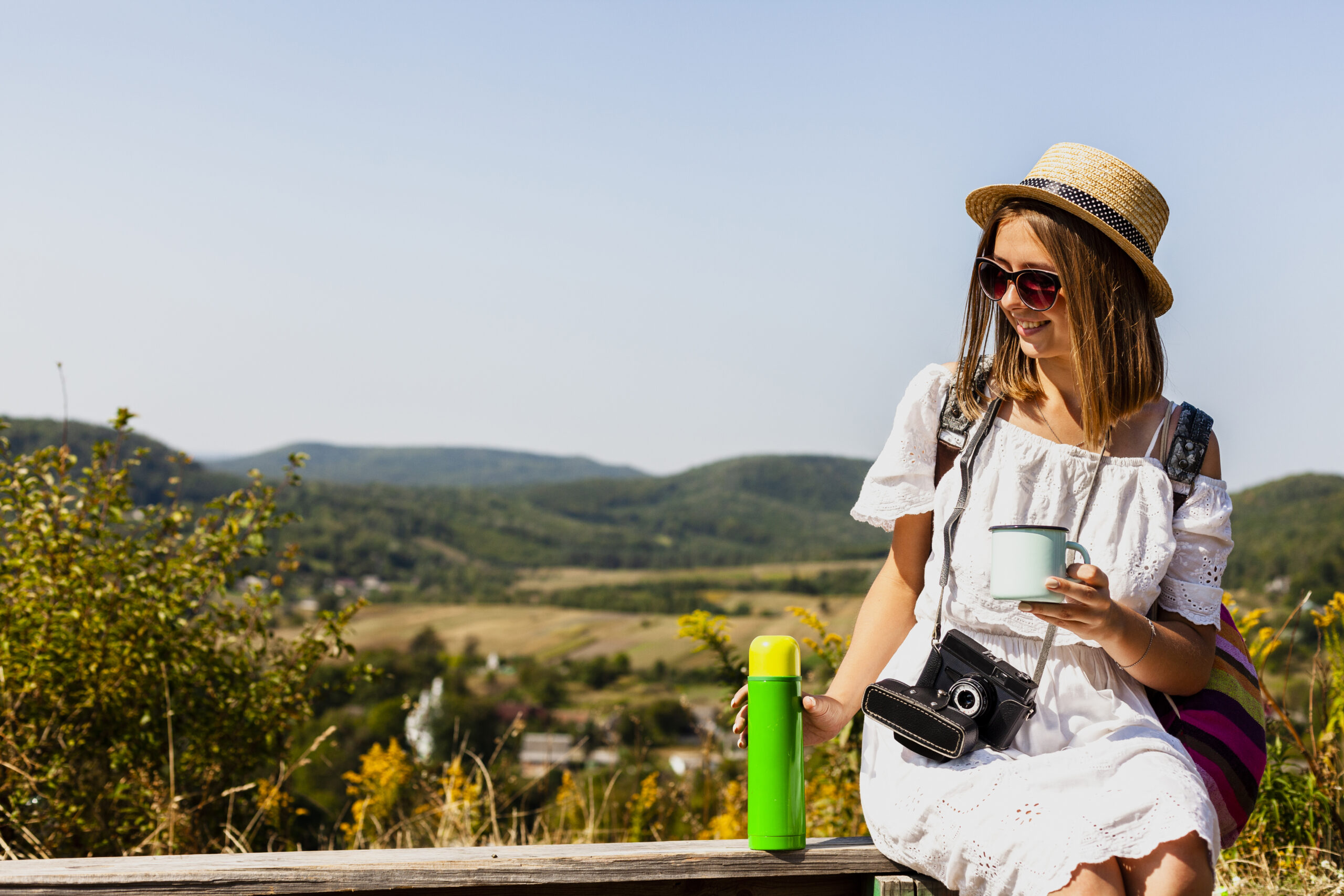 Lady enjoying coffee while traveling – Travel & Lifestyle Trends 2025 inspiration