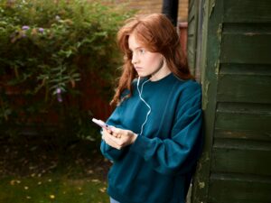 a girl watching mobile