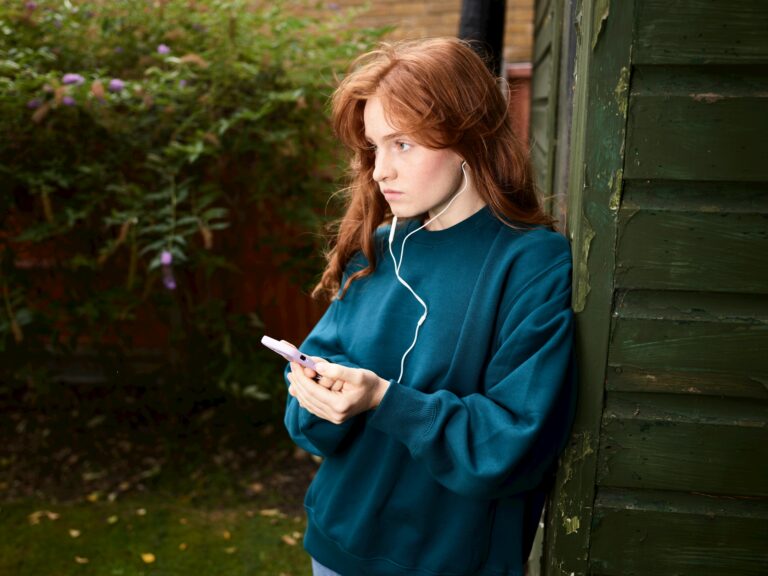 a girl watching mobile